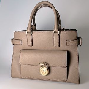 Michael Kors Hamilton Taupe Saffiano Leather Satchel